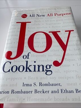 Joy of Cooking Cookbook by Irma S. Rombauer - White with Red & Blue Cover, 1997